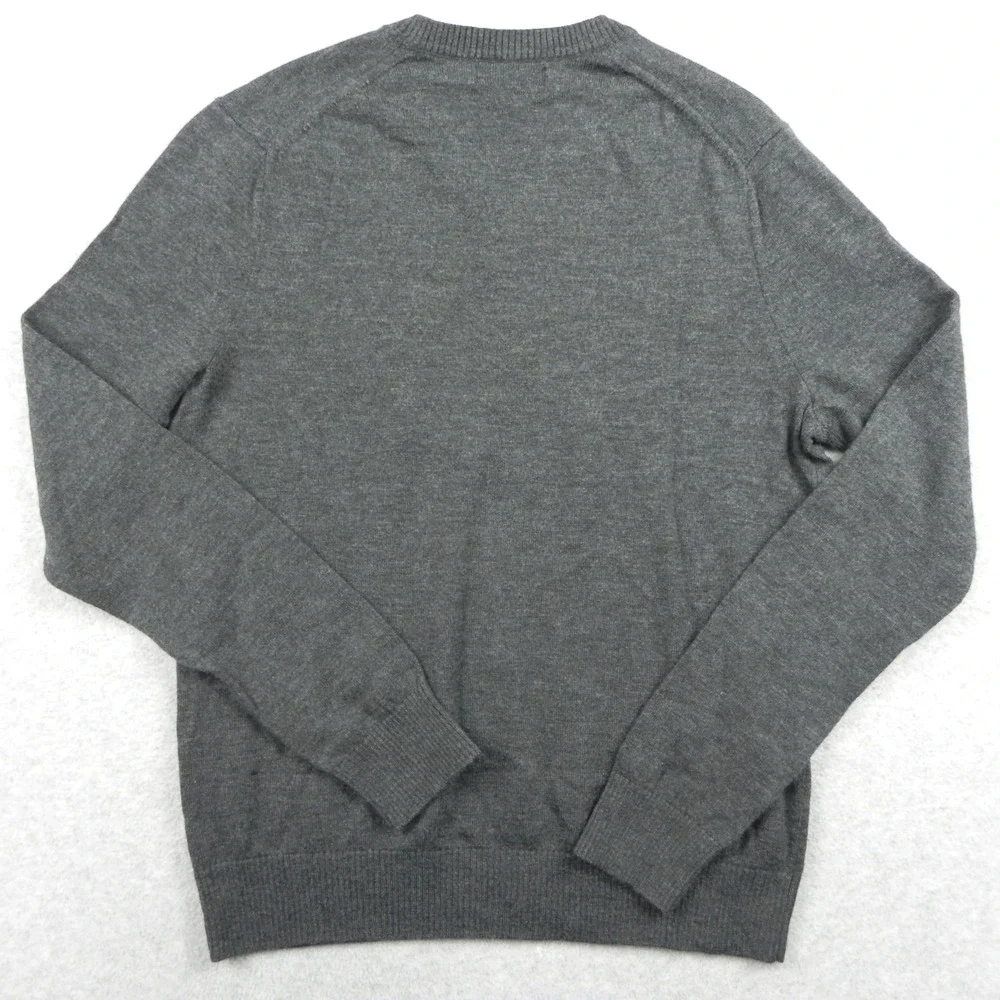 Banana Republic Sweater Mens Small Merino Wool Pullover V-Neck Gray Long Sleeve
